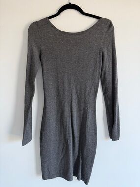 Dynamite Grey Zip Front Bodycon Dress XS | Long Sleeve Fitted Mini Dress
